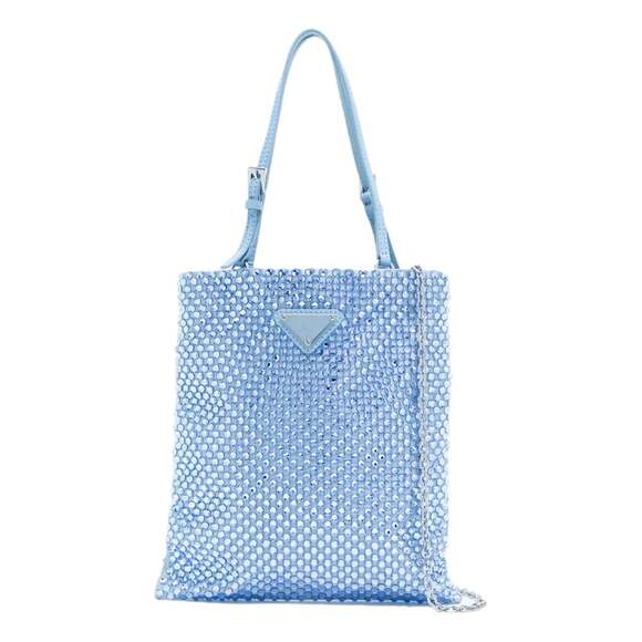 Prada Handbags - Prada Mini Satin Crystal Embellished Double Handle Crossbody Handbag Light